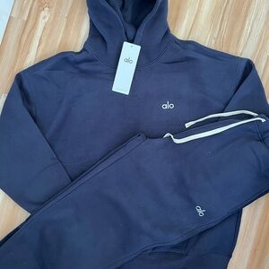 ALO Yoga Navy Hoodie and Joggers Set